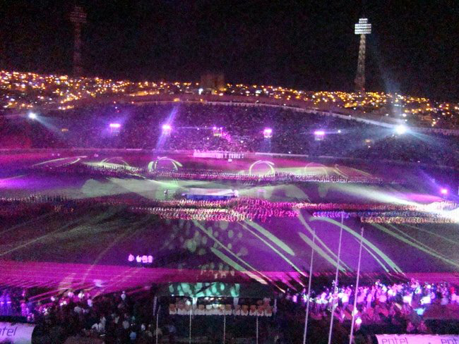 Inauguracion juegos Stadium - iluminacion mediterraneo Bolivia